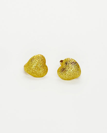 Frosted Heart Huggie Earrings – 18K Gold Dipped