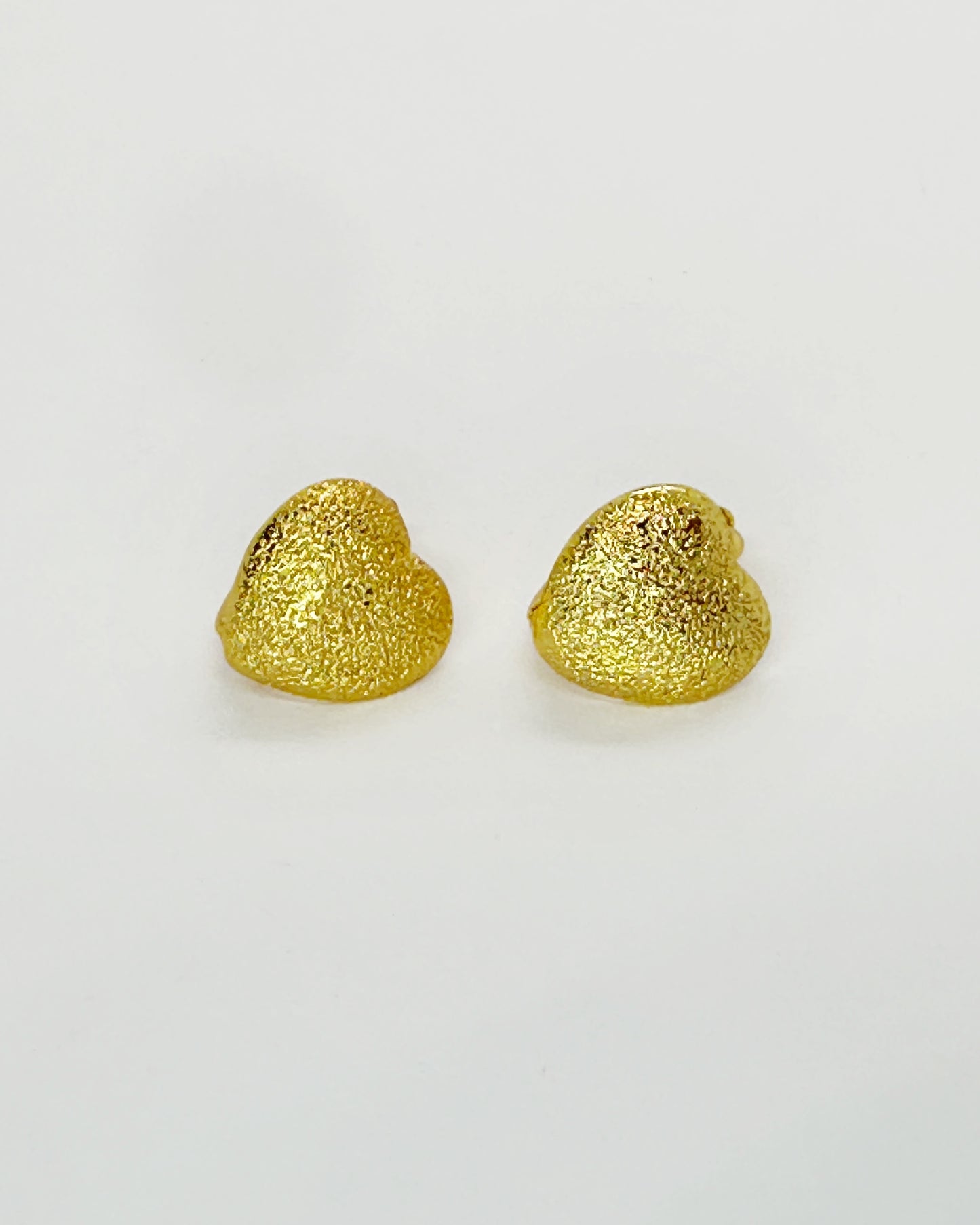 Frosted Heart Huggie Earrings – 18K Gold Dipped