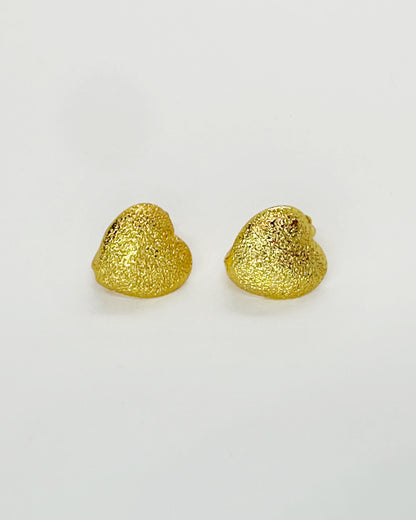 Frosted Heart Huggie Earrings – 18K Gold Dipped