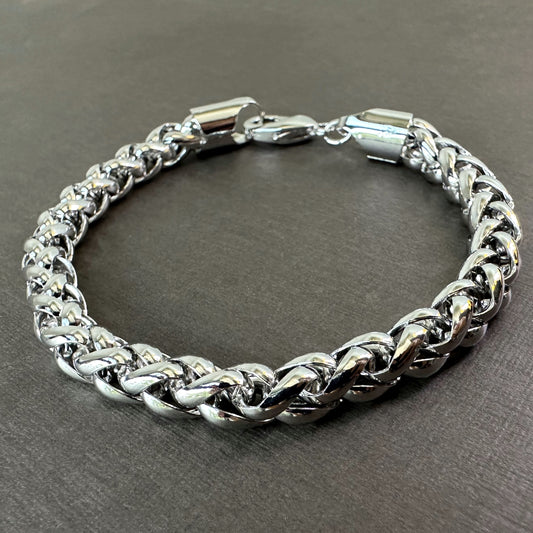 Chunky Woven Chain Bracelet in Whitegold Tone