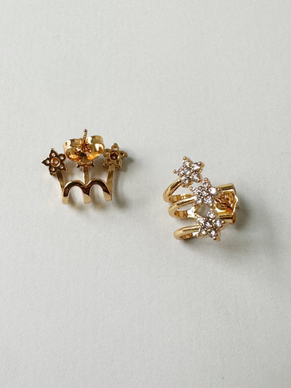 Celestial Trio Star Cuff Earrings
