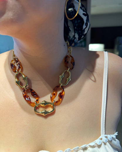 The Solara Link Statement Necklace in Stainless Steel