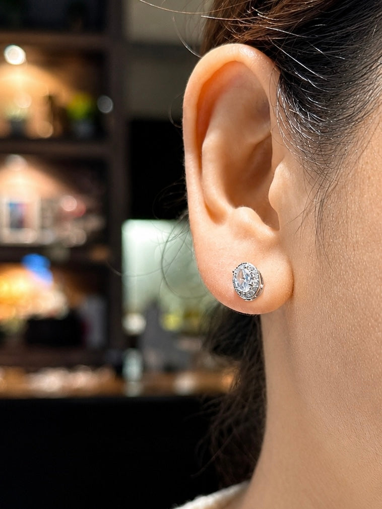 Classic Petite Oval Halo Stud Earrings | Premium Zirconia Oval Earrings