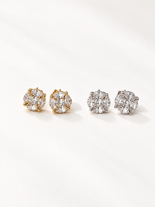 Classic Marquise Illusion Stud Earrings | Premium Zirconia