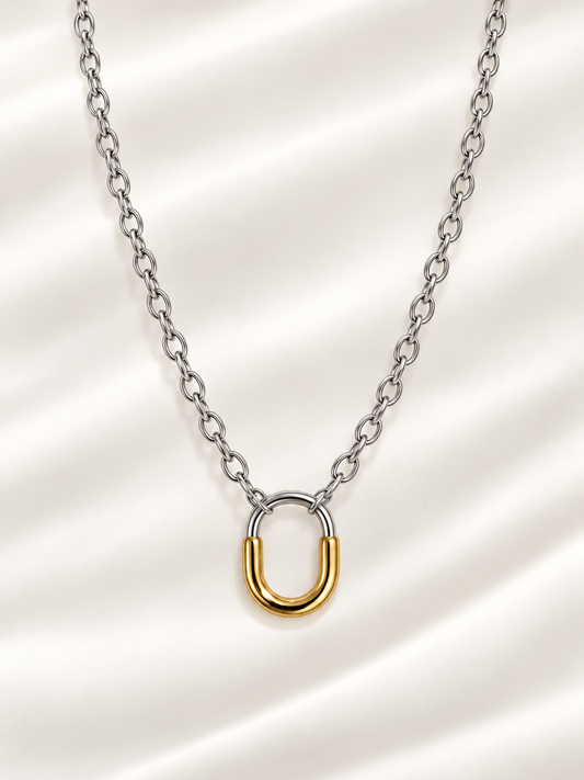 Two-Tone Oval Arch Chain Necklace in Stainless Steel