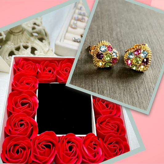 Valentine Special Gems Heart Stud Earrings