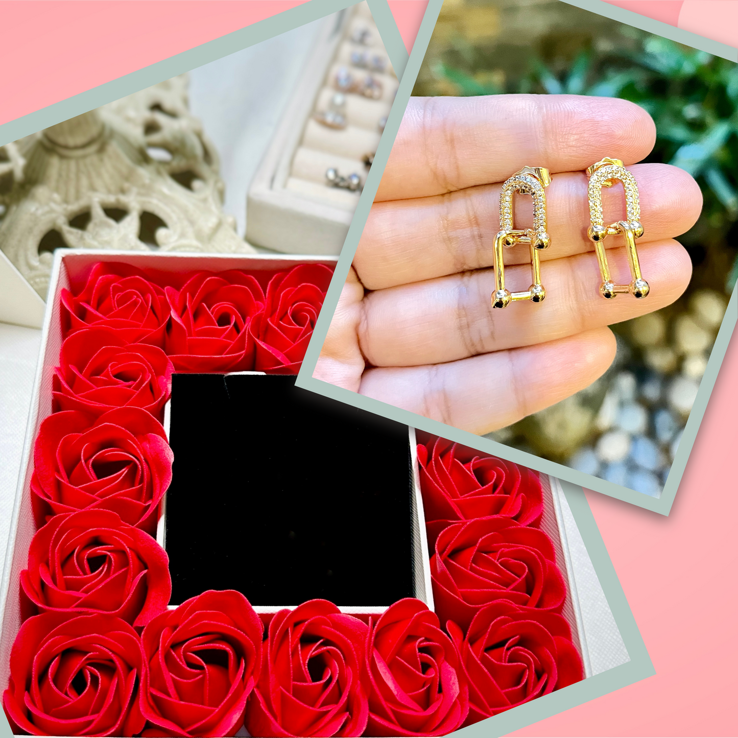 Valentine Gift Box Hardware Drop Earrings