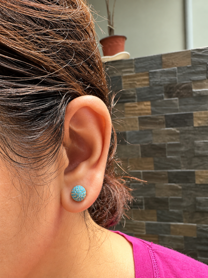 Micro-Pavé Turquoise Bead Sphere Stud Earrings