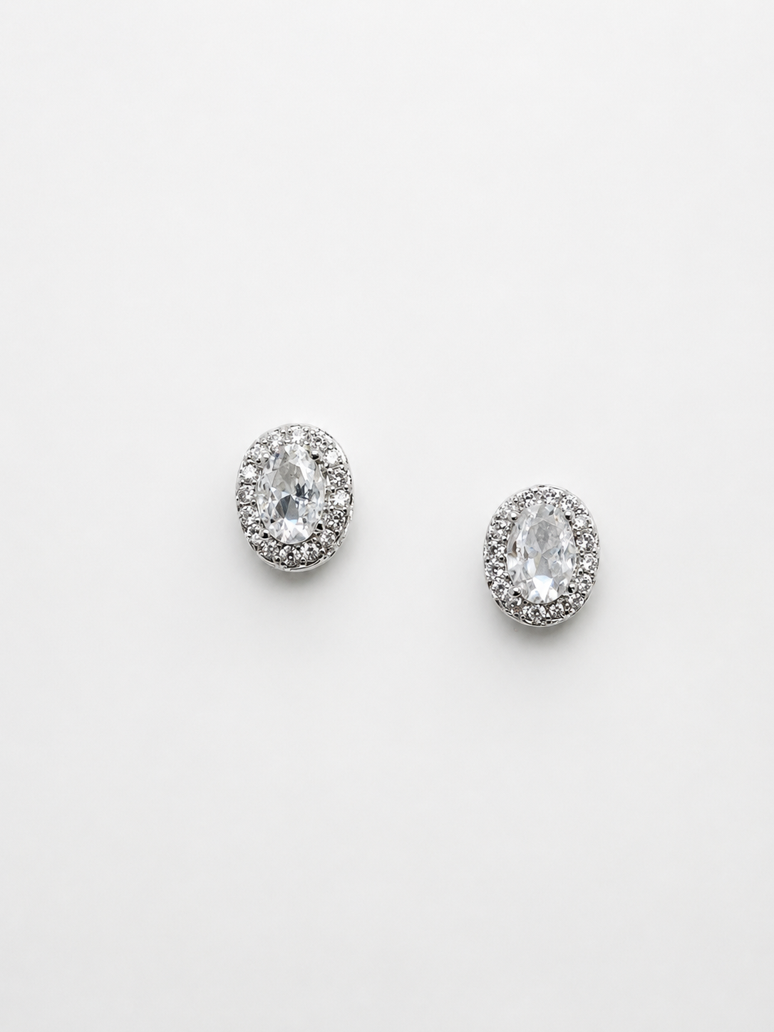 Classic Petite Oval Halo Stud Earrings | Premium Zirconia Oval Earrings