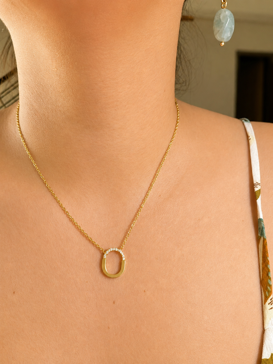 Classic Pavé Oval Link Necklace | Stainless Steel Zirconia Pendant Necklace