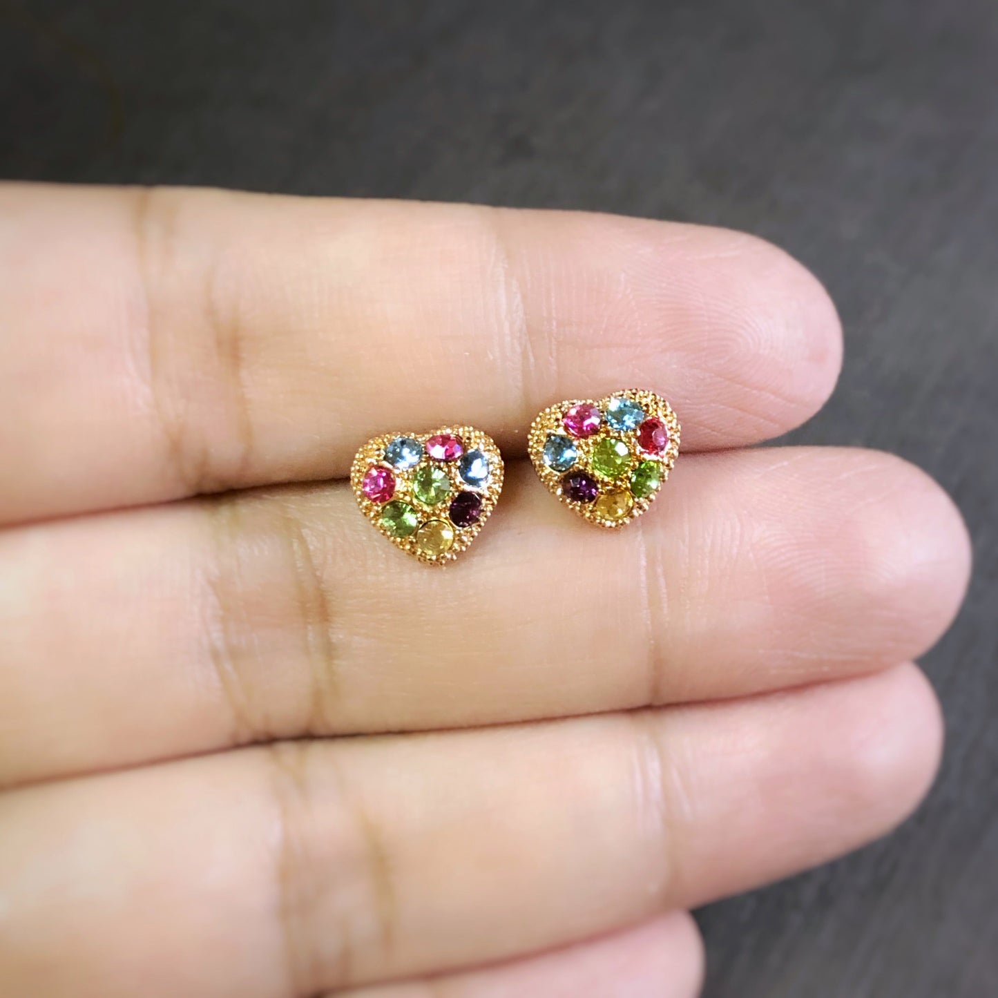 Valentine Special Gems Heart Stud Earrings