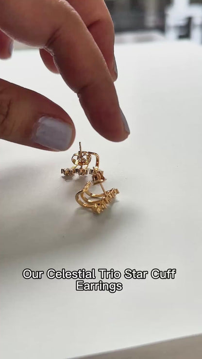 Celestial Trio Star Cuff Earrings