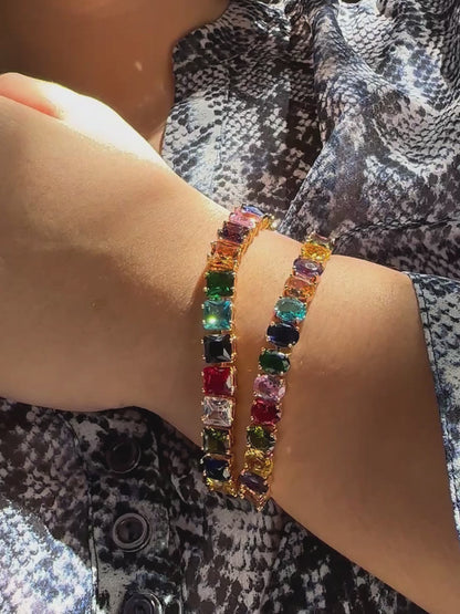 Multicolor Gemstone Tennis Bracelet