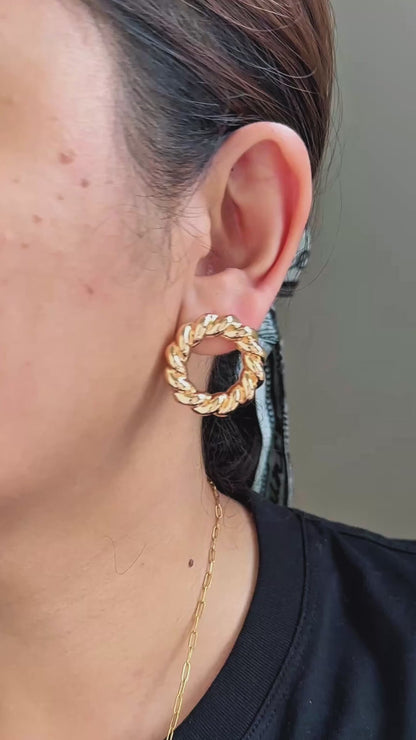 Twist Rope Open Circle Statement Earrings