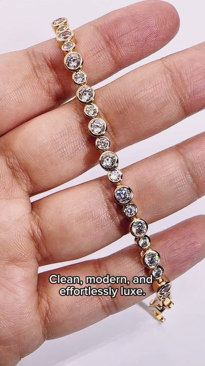 The Staccato Link Bezel Tennis Bracelet in 14K Gold Tone | Premium-grade Zirconia