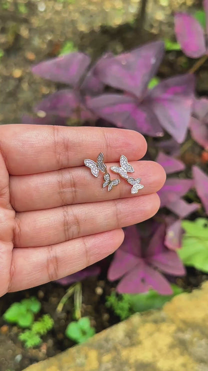 Butterfly Cascade Stud Earrings with Sparkling Stones