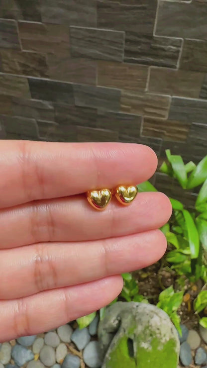 Petite Bubble Heart Stud Earrings in 18K Gold-Plated Stainless Steel