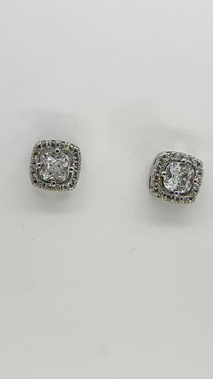 Dainty Princess Cut Stud Earrings