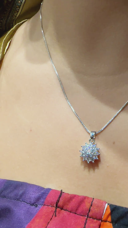 Classic Rosy Zirconia Pendant Necklace – 14K White Gold Dipped