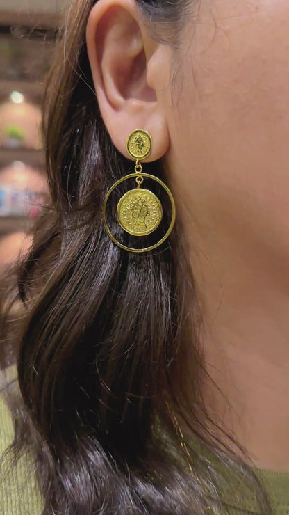 Queen Elizabeth Statement Drop Earrings in Stainless Steel