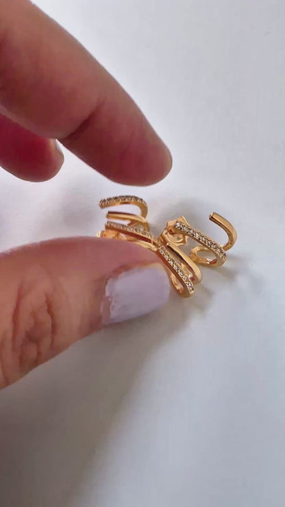 Triple Arc Sparkle Ear Cuff Earrings