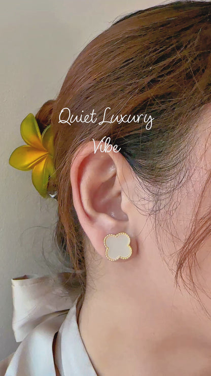 The Fleur de Nacre Stud Earrings in Gold Tone