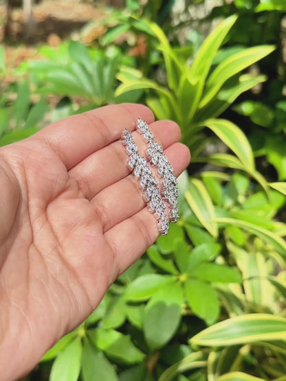 Leaf Cascade Zirconia Drop Earrings