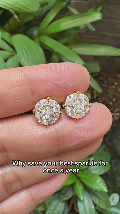 Classic Marquise Illusion Stud Earrings | Premium Zirconia