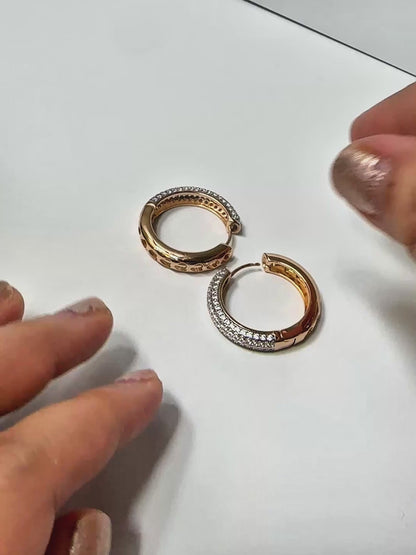 Classic Gold Tone Zirconia Hoop Earrings