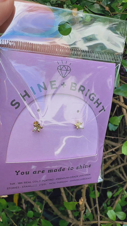 Dainty Blossom Marquise Zirconia Stud Earrings in 14K Gold Tone