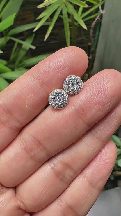 Classic Pavé Cluster Stud Earrings | Premium Zirconia Round Stud Earrings