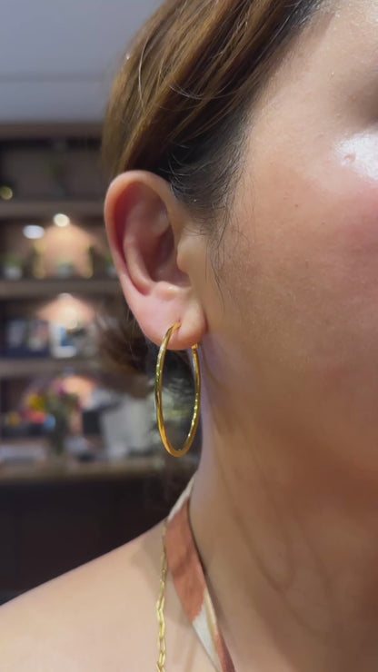80’s Inspired Thin Gold Hoop Earrings – 1.8” Stainless Steel