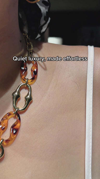 The Solara Link Statement Necklace in Stainless Steel