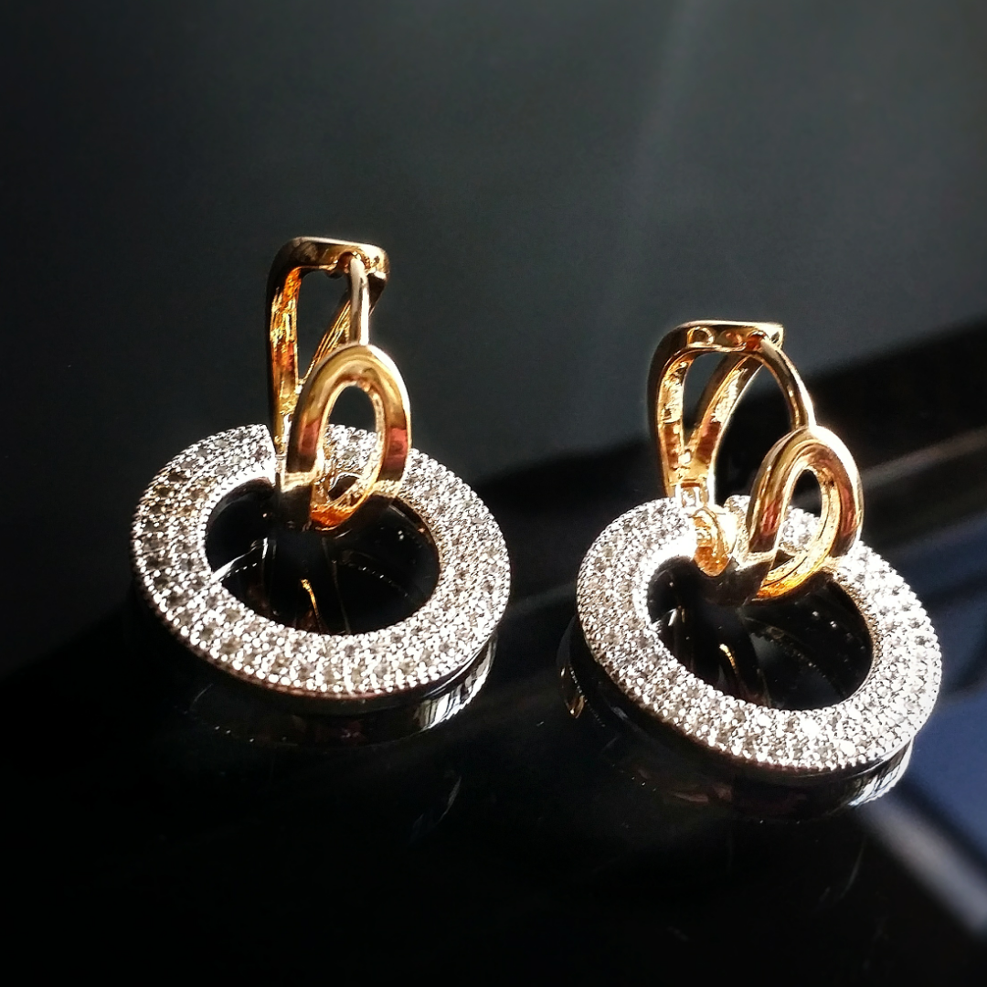 Two-Tone Eternity Dangling Earrings