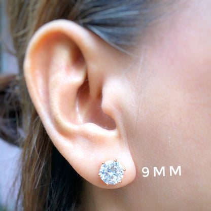 Classic Round Cut Brilliant Zirconia Stud Earrings