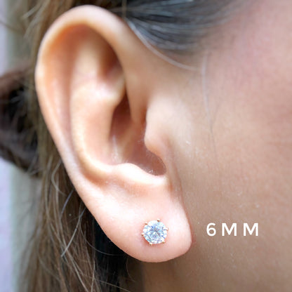 Classic Round Cut Brilliant Zirconia Stud Earrings