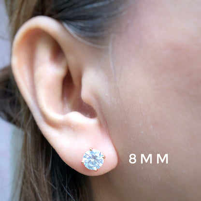 Classic Round Cut Brilliant Zirconia Stud Earrings