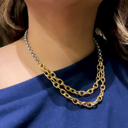 Layered Two-Tone Chunky Links Necklace