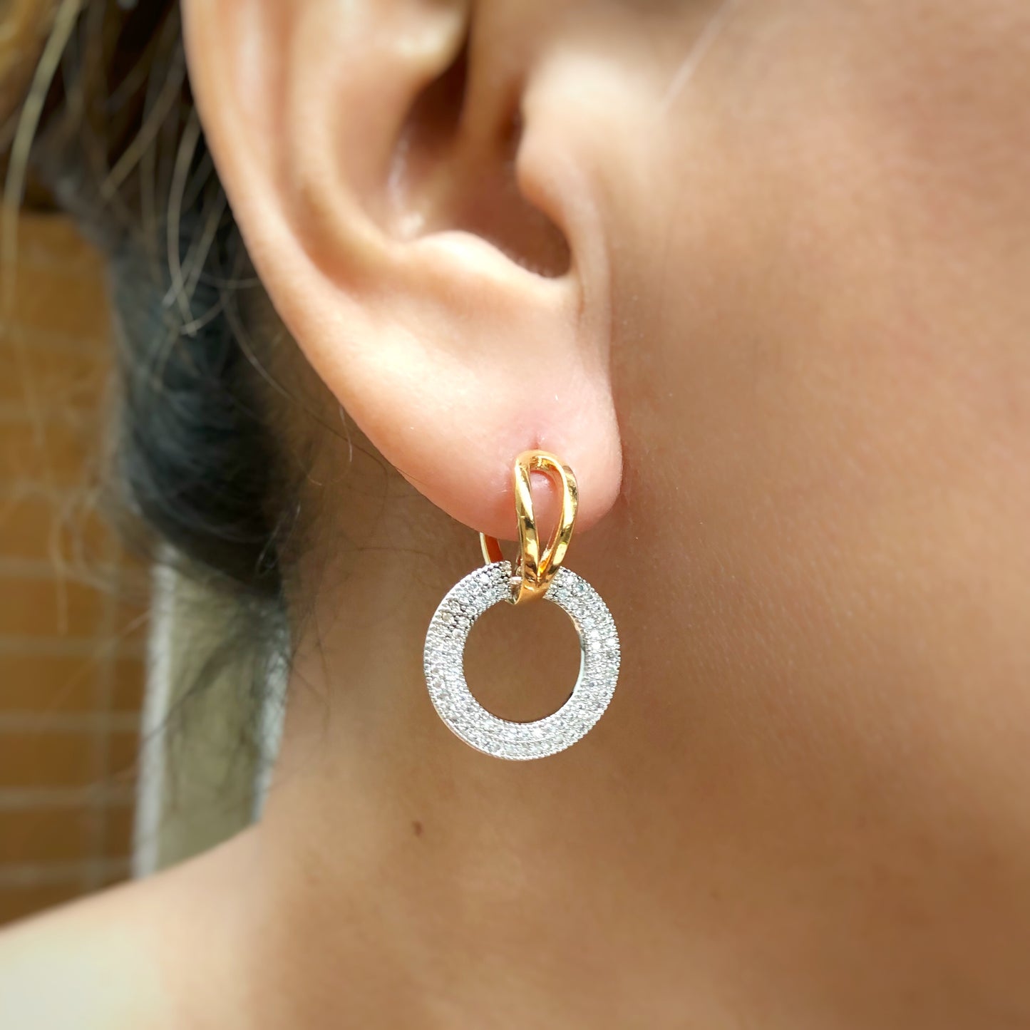 Two-Tone Eternity Dangling Earrings