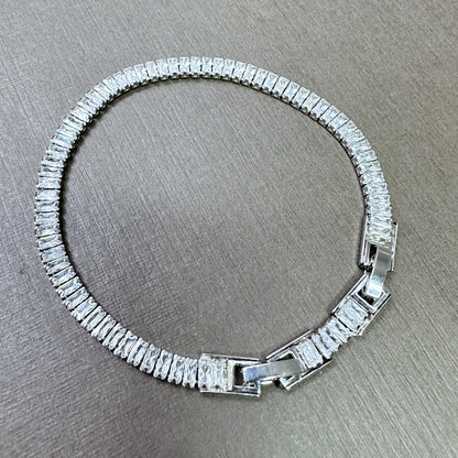 Classic Petite Emerald Cut Tennis Bracelet in Whitegold Tone