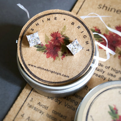 Classic Princess Cut Stud Earrings