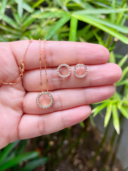 Open Circle Necklace & Earrings Set