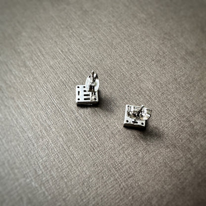 Square Illusion Baguette Cut Stud Earrings