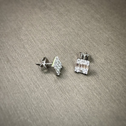 Square Illusion Baguette Cut Stud Earrings