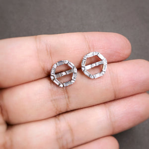 Open Wheel Baguette Cut Earrings