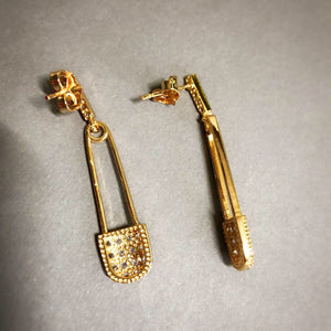 Sleek Safety Pin Drop Earrings