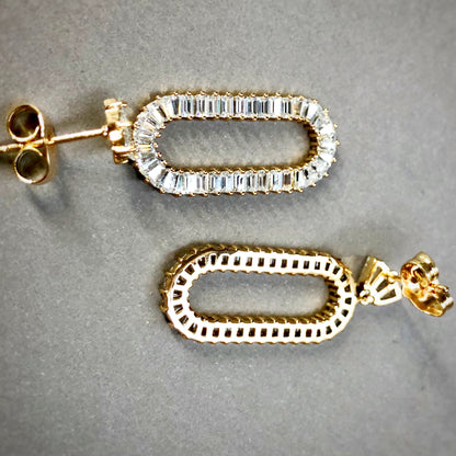 Oval Track Drop Earrings