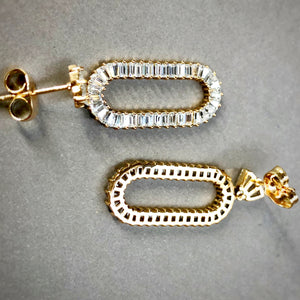 Oval Track Drop Earrings