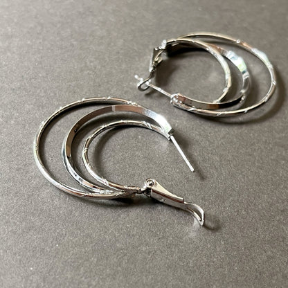 Triple Layer Hoops in Whitegold Tone
