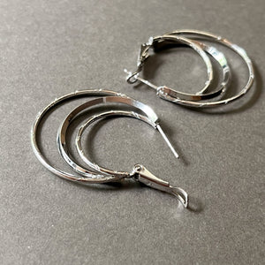 Triple Ring Hoops in Whitegold Tone